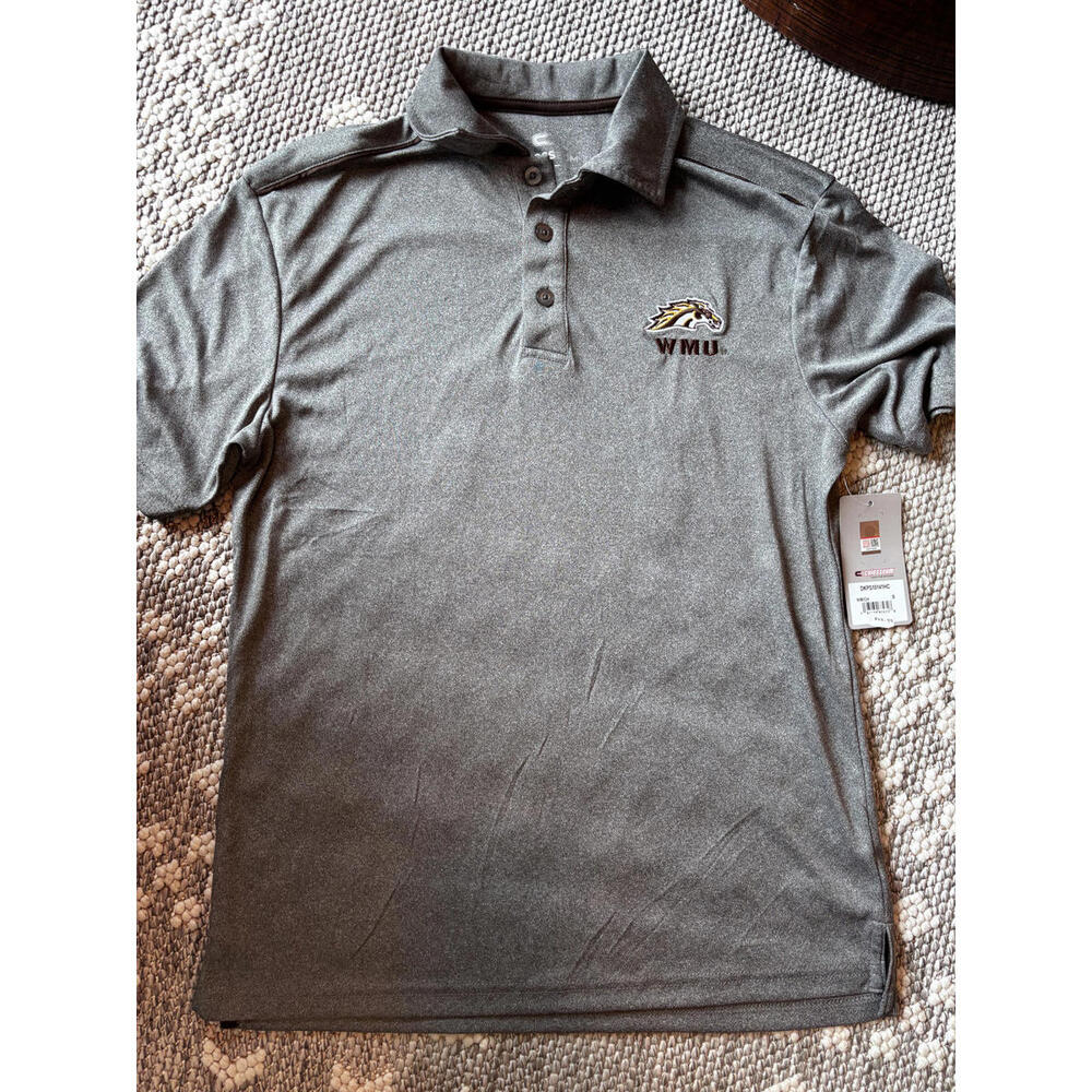 Colosseum Men's Size Small Gray Polo Shirt with WMU Logo